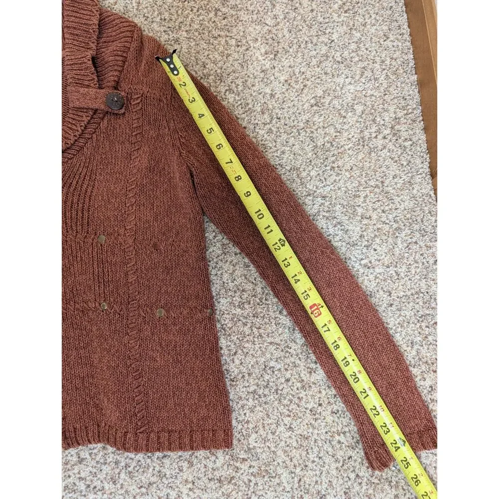 Christopher & Banks Brown Cotton Knit Cardigan Large Button Size Small Studded